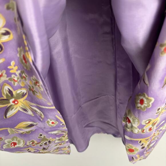 VTG NWT Charter Club Purple Floral 100% Silk Button Up Skirt Set Women 14W - Picture 10 of 16